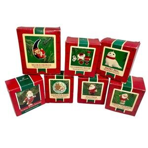 Lot of 7  Hallmark Keepsake Ornaments Vintage Christmas Collection Assorted 80s
